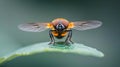 AI-generated Close-Up Macro of Hoverfly on Green Leaf Royalty Free Stock Photo