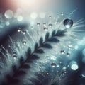 AI generated dew drops on blue-greyish grass blades with sun rays in the backdrop Royalty Free Stock Photo