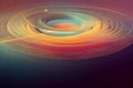 AI-generated digital art of a circular colorful artistic solar system, quantum path in the Universe