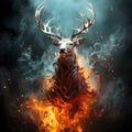 AI generated digital art of Deer in Fire