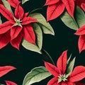 AI generated digital art of red Poinsettia (Euphorbia pulcherrima), Christmas Starflower