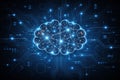AI generated digital brain with glowing neural connections and electronic circuitry representing artificial intelligence data Royalty Free Stock Photo