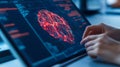 AI-generated Digital Brain Scan on Computer Screen Royalty Free Stock Photo