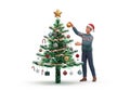 AI generated. Digital Christmas: Man Decorating Binary Code Tree Royalty Free Stock Photo