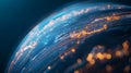 AI-generated Digital Earth Globe - Global Network & Data Flow Visualization Royalty Free Stock Photo