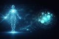 AI generated digital human figure connected to intelligent data networks showing digital twin artificial intelligence neural Royalty Free Stock Photo