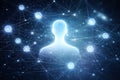 AI generated digital identity visualization human silhouette connected to data nodes neural network and intelligent systems Royalty Free Stock Photo