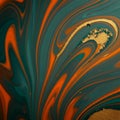 AI-Generated Digital Illustration of Teal and Orange Waves with Gold Accents Royalty Free Stock Photo