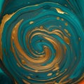 AI-Generated Digital Illustration of Teal and Orange Waves with Gold Accents Royalty Free Stock Photo