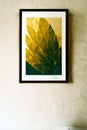 Digital abstract art printable gold and green leafs wall art