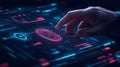 AI-generated Digital Interface Hand Interaction Cybersecurity Royalty Free Stock Photo