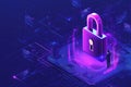 AI-Generated Digital Lock Concept Representing Cybersecurity and Privacy Royalty Free Stock Photo