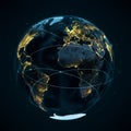 AI-Generated Digital Rendering of Earth with Global Connectivity Royalty Free Stock Photo