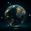 AI-Generated Digital Rendering of Earth with Global Connectivity Royalty Free Stock Photo