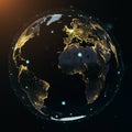 AI-Generated Digital Rendering of Earth with Global Connectivity Royalty Free Stock Photo