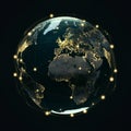 AI-Generated Digital Rendering of Earth with Global Connectivity Royalty Free Stock Photo