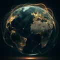 AI-Generated Digital Rendering of Earth with Global Connectivity Royalty Free Stock Photo