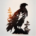 silhouette, double exposure, eagler, Made with Generative AI Royalty Free Stock Photo