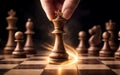 Strategic Chess Move With Glowing King Piece Representing Power Control And Decision Moment Royalty Free Stock Photo