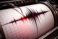 Seismograph Showing Strong Earthquake Signal With Red Warning Indicator Royalty Free Stock Photo