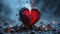 Burning Heart Rising From Ashes With Glowing Embers In Dramatic Cinematic Atmosphere Royalty Free Stock Photo