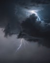 Dramatic Dark Storm Cloud Background with Flashes of Lightning Royalty Free Stock Photo
