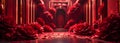 Dramatic Red Rose Hallway Filled With Oversized Blossoms And Warm Cinematic Lighting Royalty Free Stock Photo