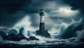 The Weathered Lighthouse at the Edge of the Storm, Made with Generative AI