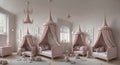 Ai generated a dreamy pink bedroom with a luxurious canopy bed