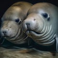 AI generated Dugongs posing for a portrait shot together Royalty Free Stock Photo