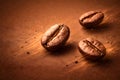 Roasted Coffee Beans In Motion With Warm Brown Background And Energy Concept Royalty Free Stock Photo