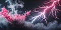 Dynamic smoke and lightning interplay on a dramatic black background Royalty Free Stock Photo