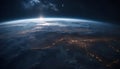 the earth from space with the moon and stars Royalty Free Stock Photo