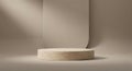 AI-generated Earthy Toned Pedestal with Arch Backdrop in Studio Royalty Free Stock Photo
