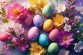 Easter Blossoms and Painted Eggs Royalty Free Stock Photo