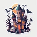 Spooky Castle with Ghosts and Bats, Made with Generative AI