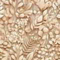 AI-generated Elegant Botanical Floral Seamless Pattern Beige Royalty Free Stock Photo
