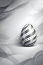 Elegant Grey Easter Egg With Polka Dot Spiral Pattern On Abstract Background Royalty Free Stock Photo