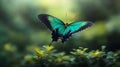 AI-generated Emerald Green Butterfly in Flight Royalty Free Stock Photo