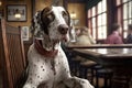 AI generated English pointer dog in dog friendly restaurant