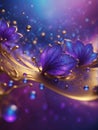 AI Generated Ethereal Abstract Shapes Over Purple and Golden Hues Royalty Free Stock Photo