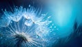 Dandelion seeds on a blue background. 3d rendering. Ai generated