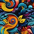 hyper-pastiche art seamless pattern, amalgamation of diverse artistic influences by AI generated