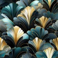 metallic accents in an Art Deco seamless pattern shimmering golds and silvers with vibrant hues by AI generated