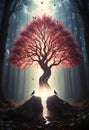 Mystical Glowing Tree In Enchanted Forest With Light Emerging From Stone Gateway Royalty Free Stock Photo