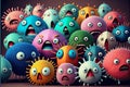 Colorful virus characters, ai generative