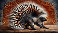 A porcupine whose quill is made exclusively of exquisite small glass textiles, AI Generated