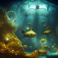 AI-generated Fantasy Nautilus Underwater Backlit World