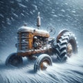 Tractor Farm Machinery Equipment Old Rusted Abandoned Agriculture Field AI Generated Royalty Free Stock Photo
