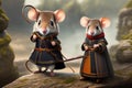 female mayor - mouse medieval with a crossbow